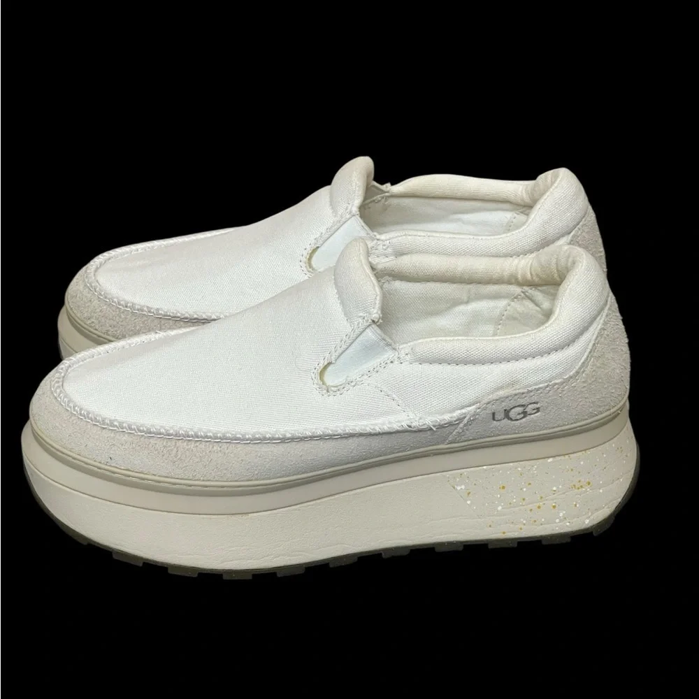 Ugg Marin Slip On Platform  Cream Canvas Shoes size‎ 9.5